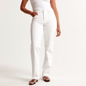 Abercrombie & Fitch 90's Straight Low Rise White Denim Jeans Sz 27/4